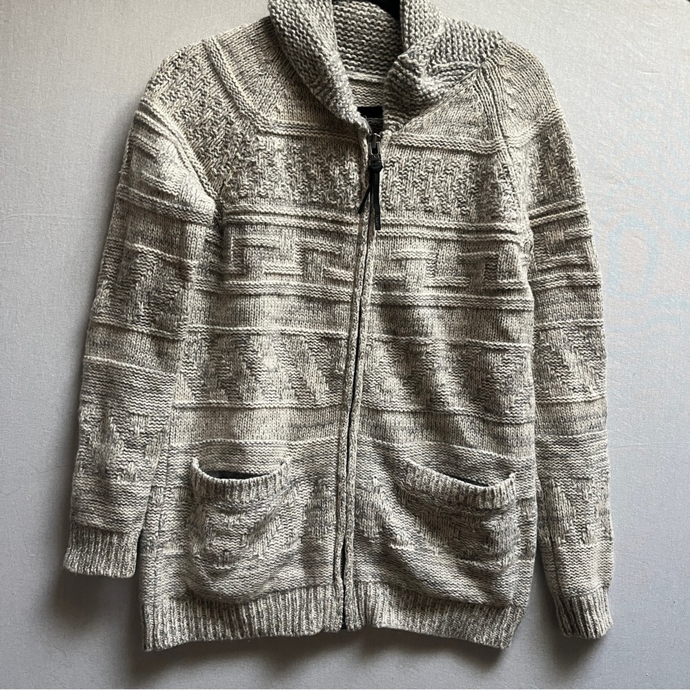 TNA Aritzia Lambswool Knit Zip Cardigan Sweater M